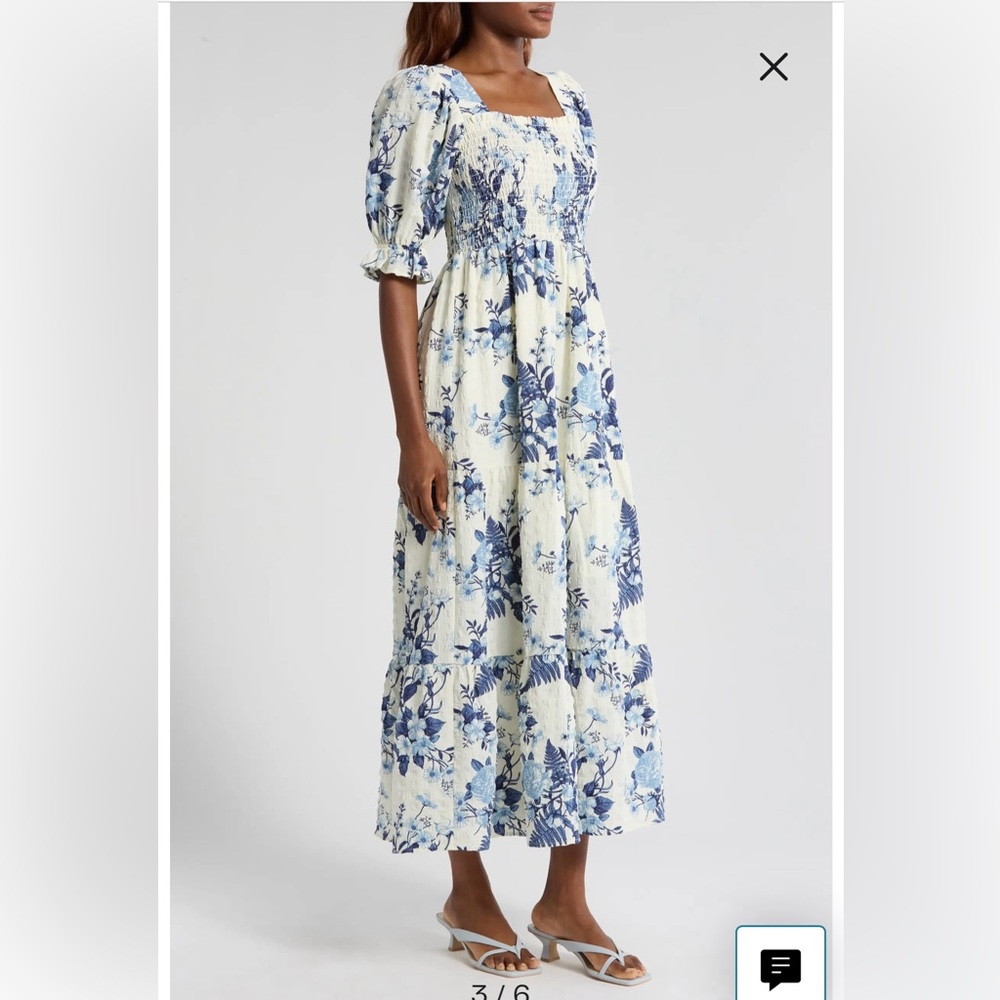 Chelsea28 Blue and Cream Floral Dress - size M